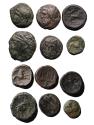 Ancient Coins - Greek coins: Nice lot of 6 Sicily, Syracuse bronze coins, 4th.-3rd. cent. BC