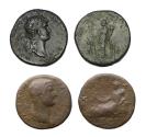 Ancient Coins - Roman Imperial pair AE bronze sestertius of Hadrian, incl. rivergodess