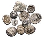 Ancient Coins - Lot of 10 Archaic greek silver coins, Asia Minor fractions, 6th.-4th. Cent. BC!