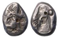Ancient Coins - Greek coins: PERSIA, Achaemenid Empire. temp. Darios I to Xerxes II. Circa 485-420 BC. AR Siglos rare cm's