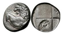Ancient Coins - THRACE, Chersonesos. Circa 386-338 BC. AR Hemidrachm - Toned EF!