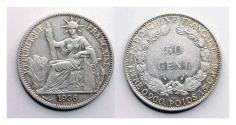 World Coins - FRENCH INDOCHINA superb 50 cent silver 1936