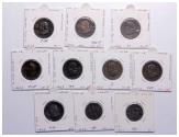 World Coins - Italy / Papal States: Vatican city Rome Mint, variety coll. of 10 Soldo coins, 1866-1867