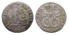 World Coins - Danish West Indies: Rare Frederik V, 1746-1766, AR 12 skilling, 1763 - Good VF!