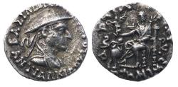 Ancient Coins - BAKTRIA, Indo-Greek Kingdom. Antialkidas Nikephoros w Kausia. Circa 130-120 BC. AR Drachm