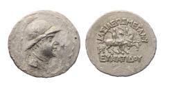 Ancient Coins - Baktrian Kingdom: Eukratides I Megas. Circa 170-145 BC. AR Tetradrachm