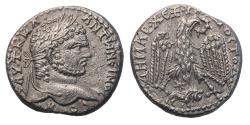 Ancient Coins - Roman Provincial: Scarce Caracalla. AD 198-217. AR Tetradrachm from COELESYRIA, Heliopolis w Lion
