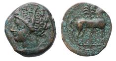 Ancient Coins - Greek coins: CARTHAGE. Circa 400-350 BC. Æ Unit - attractive!
