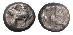 Ancient Coins - Greek coins: IONIA, Teos. Late 6th-early 5th century BC. AR Hemistater – Heavy AR Drachm