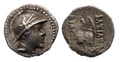 Ancient Coins - BAKTRIA, Greco-Baktrian Kingdom. Eukratides I Megas. Circa 170-145 BC. AR Obol