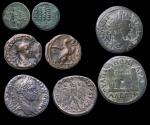 Ancient Coins - Roman provincial: Lot of 4 coins in silver and bronze, incl. Augustus AE and Elagabalus tetradrachm