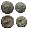 Ancient Coins - Greek coins: AEOLIS, Neonteichos. 3rd-2nd centuries BC. AE bronze coins with Athena/Owls (2)