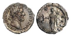 Ancient Coins - Roman Imperial: Mintstate Antoninus Pius AR silver denarius - scarce!