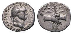 Ancient Coins - Vespasian. AD 69-79. AR Denarius clasped hands, VF+