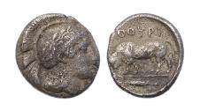 Ancient Coins - Greek coins: LUCANIA, Thourioi. Circa 443-400 BC. AR silver Triobol