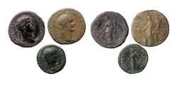 Ancient Coins - Roman Empire: Fine medallion size bronze coin of Domitian, and sestertius and As of Hadrian as one lot!