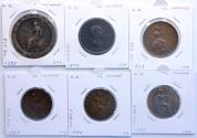 World Coins - England / Great Brittain: Lot of 5 high quality early milled cobber coins, 1797-1925!