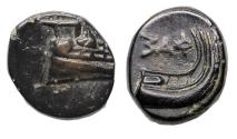 Ancient Coins - Greek coins: Scarce Lydia Phaselis Æ Chalkous bronze with galley - EF!