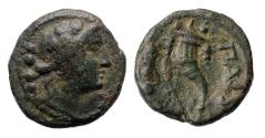 Ancient Coins - Greek coins: Choice LUCANIA, Paestum. Second Punic War. 218-201 BC.. Æ Triens