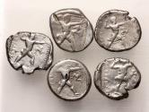Ancient Coins - greek coins. Lot of 5 PAMPHYLIA, Aspendos. Circa 400-380 BC. AR Staters - F-VF