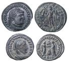 Ancient Coins - Pair of nice bronze follis AE coins of Constantine I, the Great, incl. helmeted bust (2)