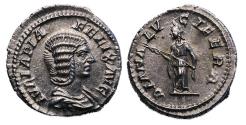Ancient Coins - Roman Imperial: Exceptional AR silver denarius for Julia Domna by Caracalla 212-214 AD - MS!