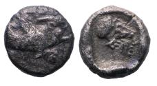 Ancient Coins - Greek coins: Rare Rhodos Ialysos AR silver diobol w Athena, 450-400 BC