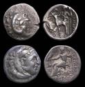 Ancient Coins - Greek Kings of Macedon: Pair of AR silver drachms of Alexander III the great, F-VF