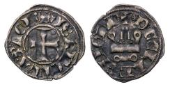 World Coins - Medieval coins: CRUSADERS, Principality of Achaea. Florent de Hainaut. 1289-1297. AR Denier Good VF