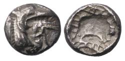Ancient Coins - Greek coins. Nice Kindya / CARIA, Halikarnassos AR silver Hekte with monster