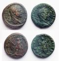 Ancient Coins - Roman Empire, pair of scarce bronze asses of caracalla & Volusianus!