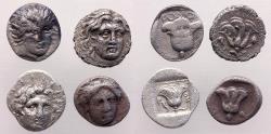 Ancient Coins - Lot of 4 Nice Greek Rhodian silver drachms, hemi drachms, Rhodes, 5th.-2nd. Cent. BC