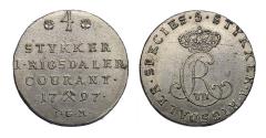 World Coins - Norway: 1/5 silver speciedaler 1797 in about unc. - RRR in this quality!