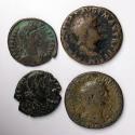Ancient Coins - Roman Imperial lot of 4 bronze coins, incl. Nero, Domitian and Constantius II