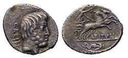 Ancient Coins - Roman Republic: L. Titurius L.f. Sabinus. 89 BC. AR Denarius, good VF and rare