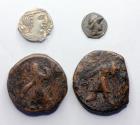 Ancient Coins - Ancient Greece: lot of 4 Indo greek, bactrian and scythian silver and bronze coins