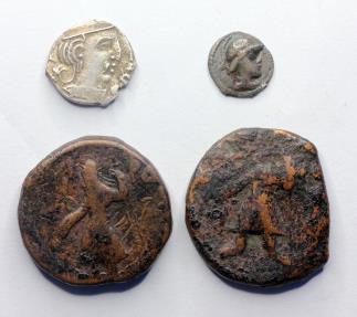 Ancient Greece: Lot Of 4 Indo Greek, Bactrian And Scythian Silver And ...