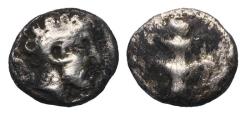 Ancient Coins - KYRENAICA, Kyrene. Circa 475-435 BC. AR silver Obol w Zeus Ammon
