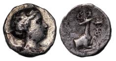 Ancient Coins - Greek coins: Ionia Ephesos, very rare silver AR drachm type w Artemis and Stagg, 258-202 BC.