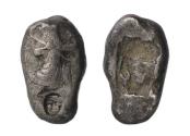 Ancient Coins - Greek coins: Choice silver siglos with iridescent toning, rare head cm! Achaemenid Empire