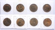 World Coins - England / Great Brittain: Lot of 4 high quality early cobber penny coins, 1900-1013 - EF!