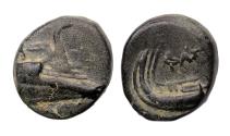 Ancient Coins - Greek coins: Lycia Phaselis, fine quality Chalkous bronze with Galleys, 250-221/0 BC.