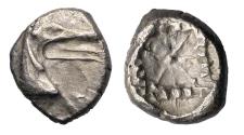 Ancient Coins - Greek coins. Nice Kindya / CARIA, Halikarnassos AR silver Hekte with monster