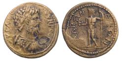 Ancient Coins - Caria Alabanda: Rare AE28 bronze for Septimius Severus w Caracalla as countermark!