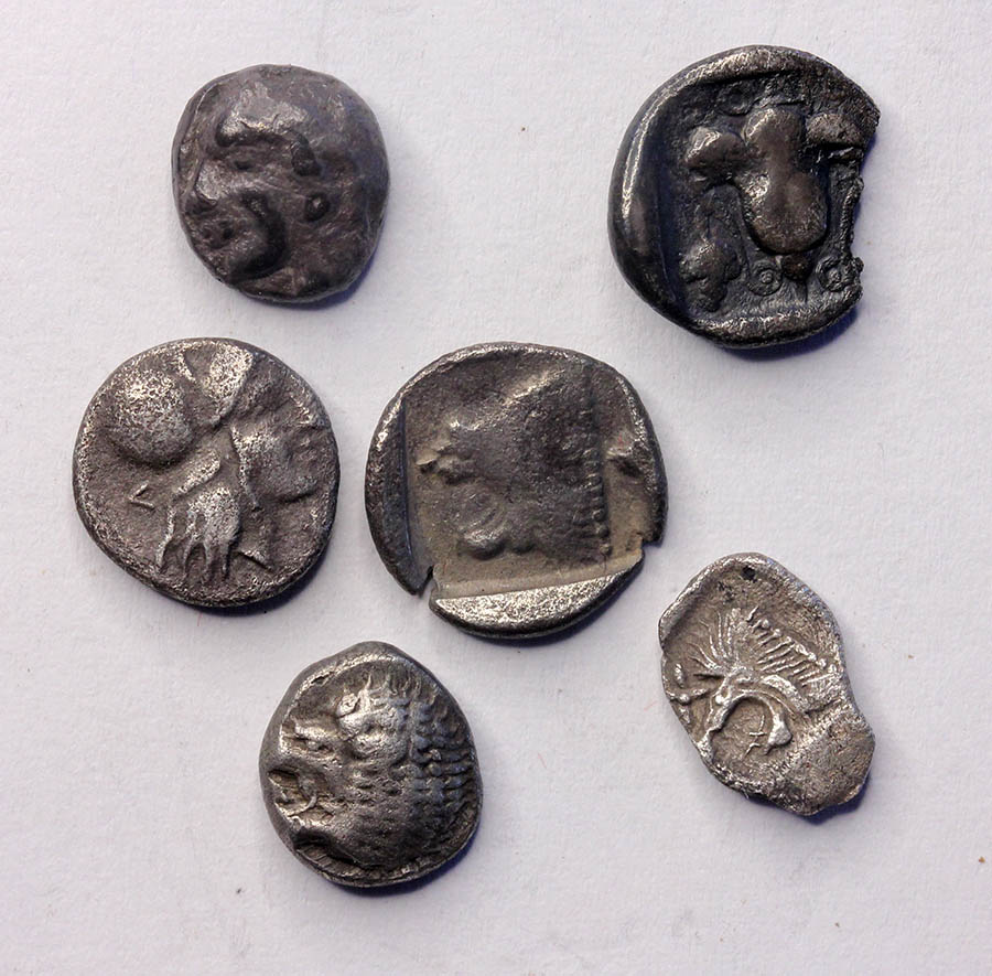 Lot Of 6 Archaic Greek Silver Coins, Asia Minor Mysia, Lampsakus ...