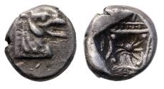 Ancient Coins - Greek coins. Choice Kindya / CARIA, Halikarnassos AR silver Hekte with monster