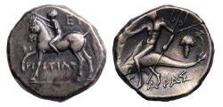 Ancient Coins - Greek coins: CALABRIA, Tarentum. Circa 272-240 BC. AR Nomos, old collection gem EF!