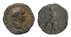 Ancient Coins - Rare Balkan mint bronze dupondius of Titus and Roma,  AD 79-81.