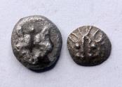 Ancient Coins - Archaic Greece: Asia minor, set of Mysia Lesbos Silver tenth and 12th staters, 5th. Century and rare!