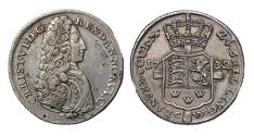 World Coins - Denmark: Christian VI (1730-1746) AR silver 24 skilling 1732, Good VF and toned!